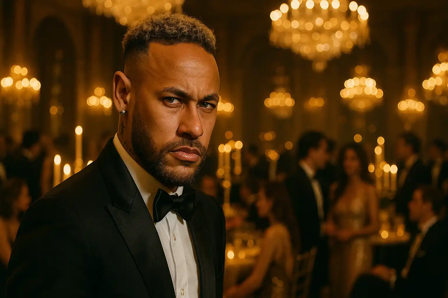 Neymar trong một buổi tiệc xa hoa, ánh mắt sắc lạnh